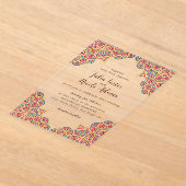 Geometric Glittering Metallic Luxury Wedding アクリル招待状 (レイダウン)