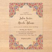 Geometric Glittering Metallic Luxury Wedding アクリル招待状 (正面)