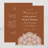 Geometric Glittering Metallic Luxury Wedding 招待状 (正面/裏面)