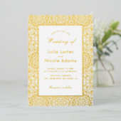 GEOMETRIC GLITTERING METALLIC LUXURY WEDDING 箔招待状 (立ち正面)