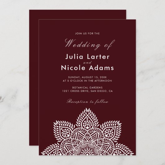 Geometric Glittering Metallic Luxury Wedding Invit 招待状 (正面/裏面)