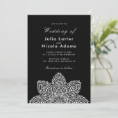 Geometric Glittering Metallic Luxury Wedding Invit 招待状 (スタンド正面)