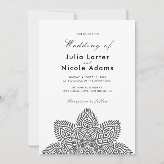 Geometric Glittering Metallic Luxury Wedding Invit 招待状 (正面)