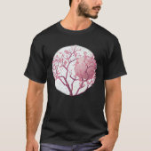 Geometric Globe with cherry blossom tree of life S Tシャツ (正面)