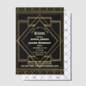 Geometric Gold black great gatsby Art Deco wedding ベラム紙招待状 (オフセット (招待状))
