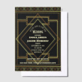 Geometric Gold black great gatsby Art Deco wedding ベラム紙招待状 (オフセット)
