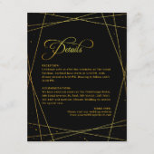 Geometric Golden Luxury Black Tie Wedding Details エンクロージャーカード (正面)