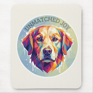 Geometric Golden Retriever - カラフルポップアートTシャツ マウスパッド