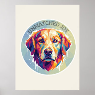 Geometric Golden Retriever - カラフル ポップアート Tシャツ ポスター