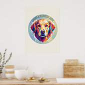 Geometric Golden Retriever - Colorful Pop-Art T-Sh ポスター (キッチン)