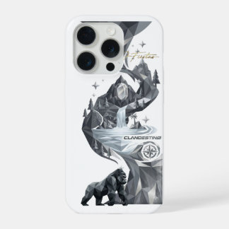 “Geometric Gorilla iPhone Case – Silver Jungle  15 Proケース