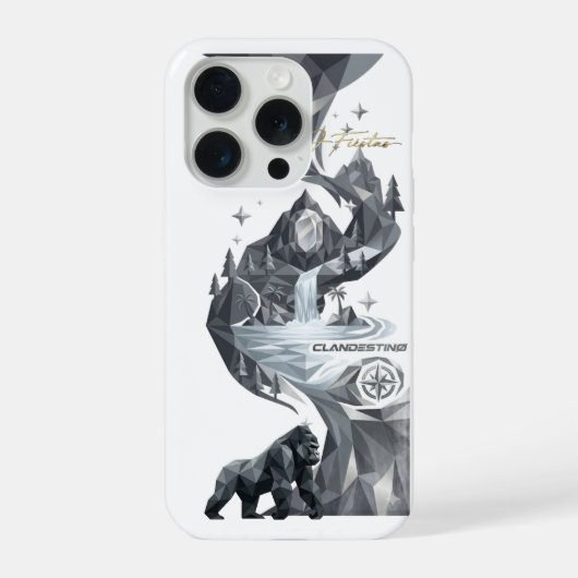 “Geometric Gorilla iPhone Case – Silver Jungle  iPhoneケース (裏面)