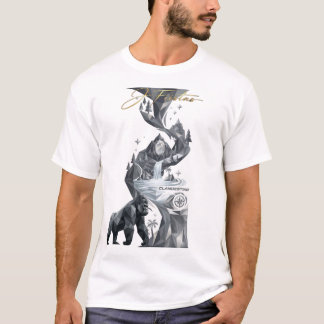 “Geometric Gorilla White T-Shirt – Silver Jungle  Tシャツ