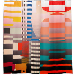 Geometric Graphic Motif Modern Trend  シャワーカーテン