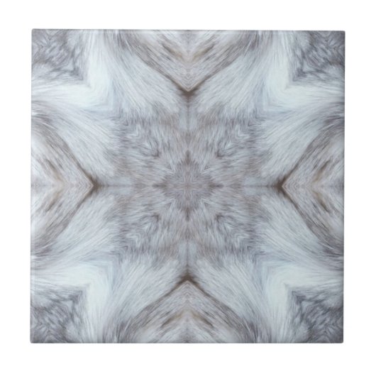 Geometric gray on white patterns furry tile タイル (正面)
