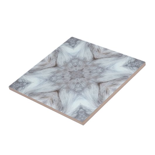Geometric gray on white patterns furry tile タイル (側面)