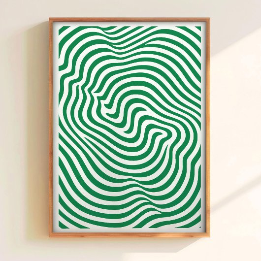 Geometric Green Print Minimalist Line Art Printabl ポスター