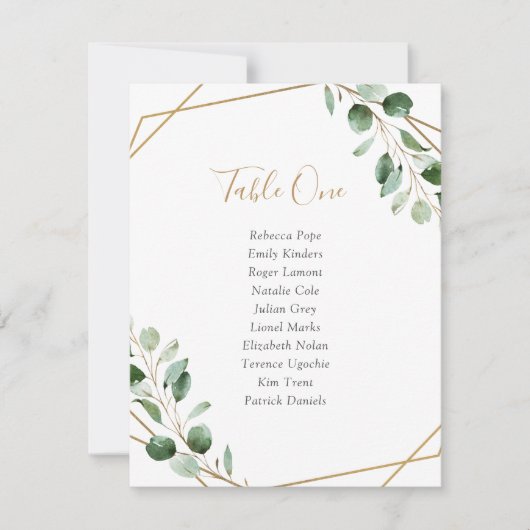 Geometric Greeneryのテー結婚ブル・シーティング・カード 招待状 (正面)