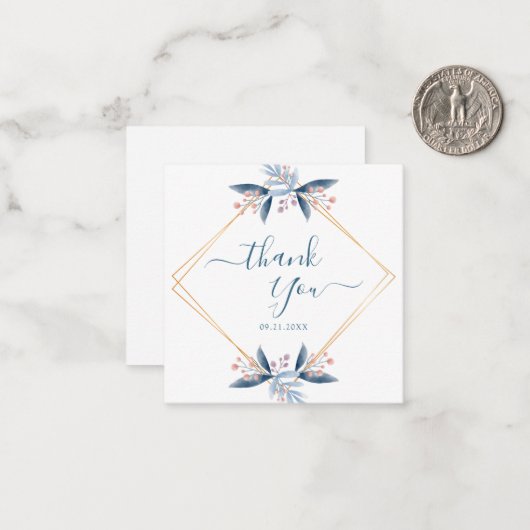 Geometric Greenery Wedding Budget Thank You ノートカード (正面/裏面インサイチュ)