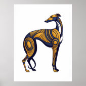 Geometric Greyhound Art Deco Tribal Style ポスター (正面)