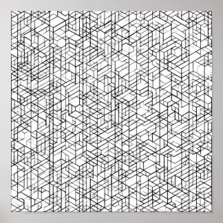 Geometric Grid Coloring Page Decoupage Template ポスター