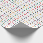 Geometric Grid Pattern with Scattered Hearts ラッピングペーパー (角)