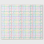 Geometric Grid Pattern with Scattered Hearts ラッピングペーパー (フラット)