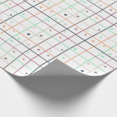 Geometric Grid Pattern with Scattered Hearts ラッピングペーパー (角)