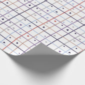 Geometric Grid Pattern with Scattered Hearts ラッピングペーパー (角)