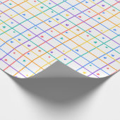 Geometric Grid Pattern with Scattered Hearts ラッピングペーパー (角)