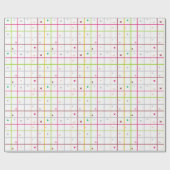 Geometric Grid Pattern with Scattered Hearts ラッピングペーパー (フラット)