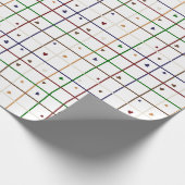 Geometric Grid Pattern with Scattered Hearts ラッピングペーパー (角)