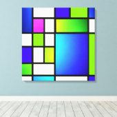 Geometric Harmony – Modern Neon Canvas Print キャンバスプリント (インサイチュ (ウッドフロア))