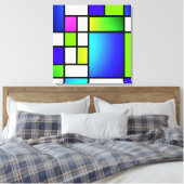 Geometric Harmony – Modern Neon Canvas Print キャンバスプリント (インサイチュ (寝室))