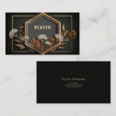 Geometric Hexagon Gold Floral Midnight Black 名刺 (正面/裏面)