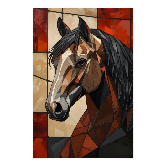 Geometric Horse Wall Art Gift Glossy Poster  ポスター (正面)
