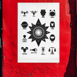 Geometric Indian Zodiac - 12 Vedic Signs  タペストリー