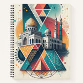 Geometric Islamic Mosque Art with Abstract Shapes ノートブック (正面)