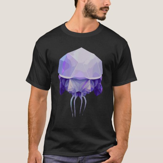 Geometric Jellyfish Polygon Low Poly Sea Animal Tシャツ (正面)