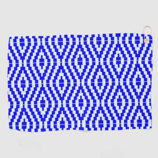 Geometric Kente Bright Blue, White, ゴルフタオル (横)