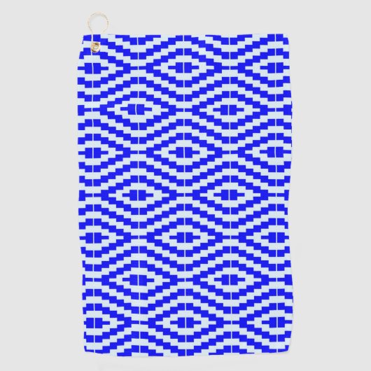 Geometric Kente Bright Blue, White, ゴルフタオル (正面)