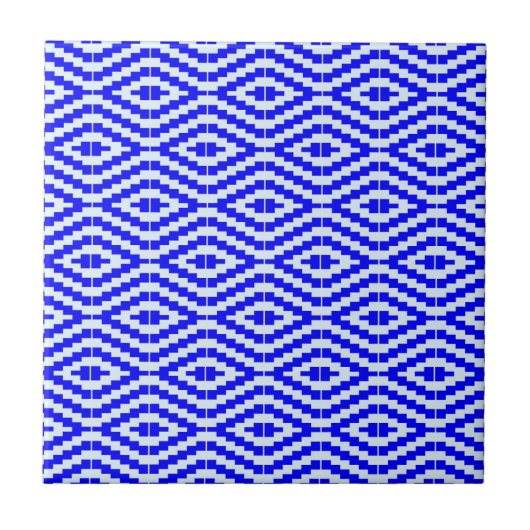 Geometric Kente Bright Blue, White, タイル (正面)