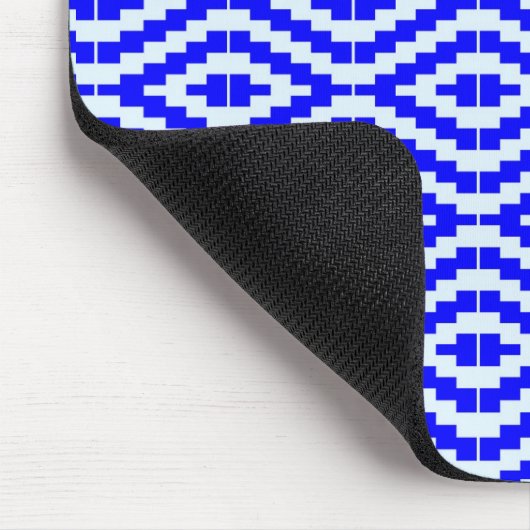 Geometric Kente Bright Blue, White, マウスパッド (コーナー)