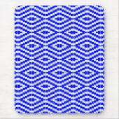 Geometric Kente Bright Blue, White, マウスパッド (正面)
