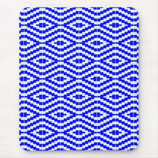 Geometric Kente Bright Blue, White, マウスパッド (正面)