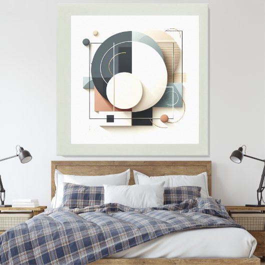 Geometric Layered Harmony キャンバスプリント (インサイチュ (寝室))