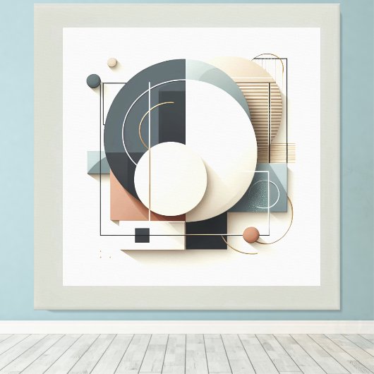 Geometric Layered Harmony キャンバスプリント (インサイチュ (ウッドフロア))