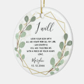 Geometric Leaf Greenery Mother of the Groom セラミックオーナメント (左)