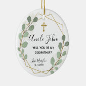 Geometric Leaf Greenery Will be Godmother セラミックオーナメント (右)