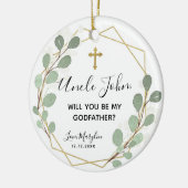 Geometric Leaf Greenery Will be Godmother セラミックオーナメント (左)